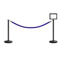 Montour Line Stanchion Post and Rope Kit Black, 2FlatTop 1Blue Rope 8.5x11H Sign C-Kit-1-BK-FL-1-Tapped-1-8511-H-1-PVR-BL-PS